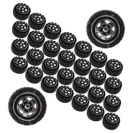 BESPORTBLE 50Pcs Car Wheels for DIY Crafts Wheels Replacement Parts for Rc Cars Enhance Hand Eye Coordination Creativity Black