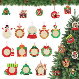 Christmas Wooden Photo Frame Ornaments - Easy to Load, Strong & Cute DIY Picture Frames for Christmas Tree, Perfect Keepsake Gifts for Family, Parents, Grandparents