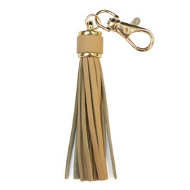 LTSL-005 Tassel Charm PU Leather with Nascan Total Length Approx. 5.1 inches (13 cm) [Beige] Synthetic Leather Craft Decoration Handmade Accessory Strap Tassel Charm Keychain Glitter Puffy Round