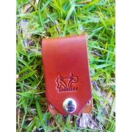 Leather Flashlight Holster for AA Battery Flashlights - Heavyduty Made in USA (Saddle Tan (Snap))