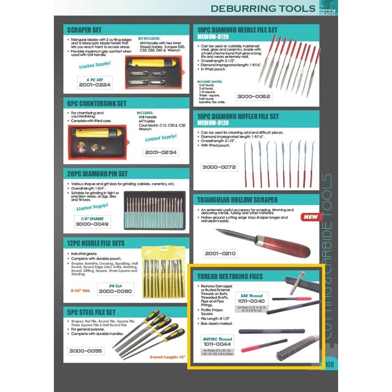 HHIP 1011-0044 TPI Thread File 0.7-3mm 8-1/2 Length