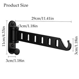 Aluminium Wall Clothes Rack Coat Hook Foldable Balcony 180° Rotating Clothes Hook Clothes Rail Clothes Hook Foldable Wall Mounted for Bathroom Laundry Room