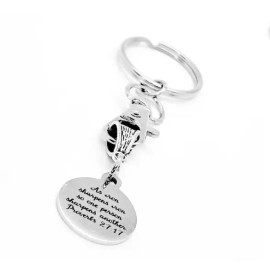 JKCE Designs As Iron Sharpens Irons Charm Keychain, Proverbs 27 17, Scripture Gift, Sharpen