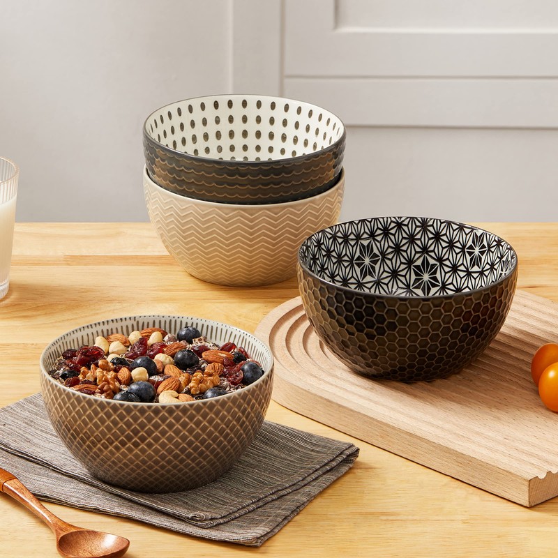 Signature Housewares Pad Print Set of 4 Assorted Bowls 6",