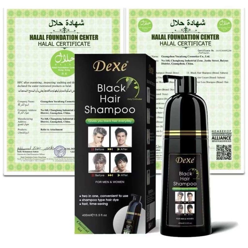 DEXE Black Hair Shampoo 400ML Instant Hair Blackening Hair Dye