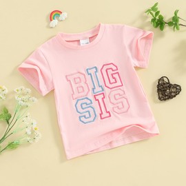 Cevoerf Toddler Baby Girl Summer Clothes Big Sister Little Sister Matching Outfit Big Sister Toddler Shirts Girl