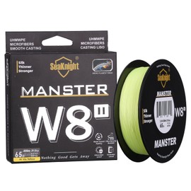 Seaknight W8 II 8 Strands Braided Lines 500M Smooth PE Braid Multifilament Wire Carp Fishing Lines Double Coating UV-proof Saltwater-proof Fishing Line for Sea Fishing 15-100LB