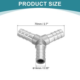 sourcing map 9/16" Y Shape Hose Barb Pipe Fitting, 304 Stainless Steel 3 Way Pipe Hose Pipe Fitting Adapter for Vacuum Systems, Industrial Pipe Connections, Silver