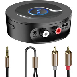 Bluetooth 5.2 Receiver for Home Stereo AUX Adapter for HiFi Music Streaming, Wired Speakers, with AUX 3.5mm/RCA, Long Range,Low Latency and HD Audio