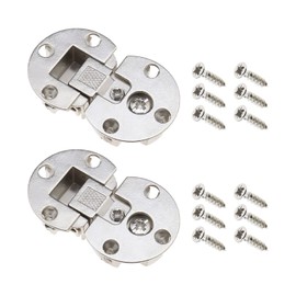 eMagTech 2PCS Semi-Circular Hinges with Fixing Screws 90 Degree Page Turning Axis Adjustable Cabinet Door Hidden Hinge Special Table Drop Down Hinge Flush Hinge