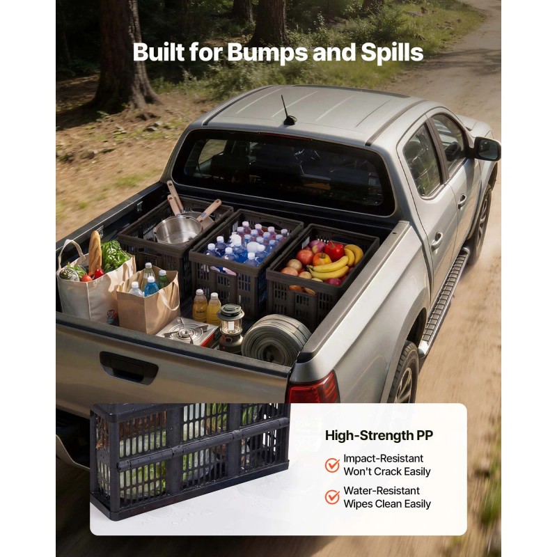 45L Plastic Collapsible Storage Bins 3-Pack Stackable Folding Storage Crates
