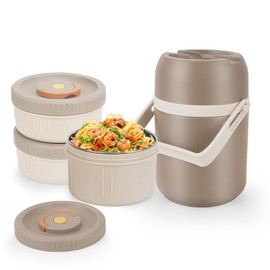 Xeipenfit 67oz Thermos for Hot Food,3-Layer Sealed Stackable Food Thermos,with Lunch Bag Soup Thermos,It Is Suitable for Daily Office Meals and Outdoor Meals,Among Other uses (Gray, 67)