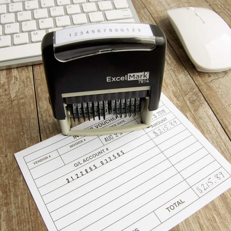 ExcelMark 13 Band Self-Inking Number Stamp - 2" x 1/4"