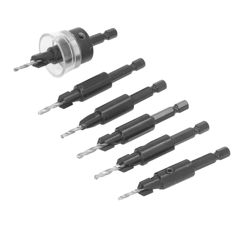 6pcs Countersink Drill Bit Set 82 Degree Chamfer 1/4 Inch
