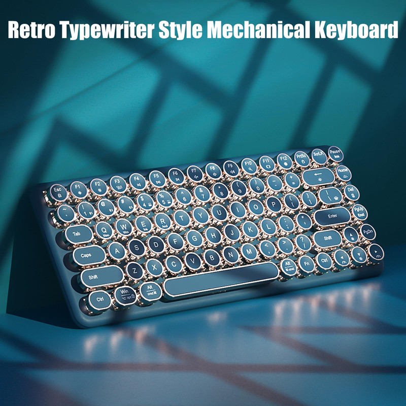 TISHLED Typewriter Keyboard Wireless 2.4GHz/Bluetooth/USB-C Wired Mechanical Gaming Keyboard Warm
