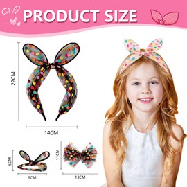 Saimiy Tulle Polka Dot hair bow clips Set for Kids, Headbands for Women, Big Hair Bows for Girls, Black Bow for Hair, Hair Bows for Toddlers 2-4 Years(Black)