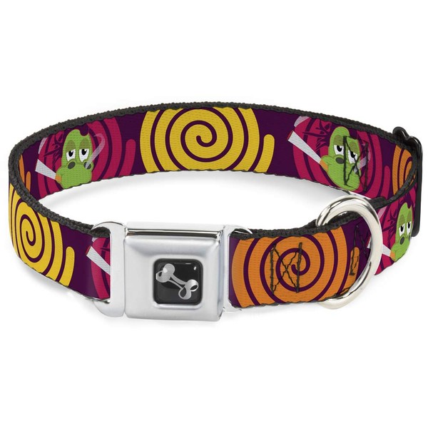 Dog Collar Seatbelt Buckle Green Dragons Smoking Purple 9 to