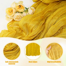 Cheesecloth Table Runner, 30x165 Inch Boho Gauze Cheese Cloth Table Runner, Gauze Rustic Table Runner for Wedding Shower Decorations(Yellow)