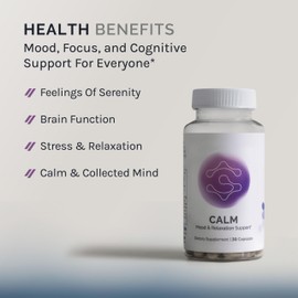 InfiniWell Calm Mood & Relaxation Support, 30 Capsules (30 Servings, Stress, Focus and Cognitive Support Dietary Supplement, with L-Theanine, DHH-B, BaCognize
