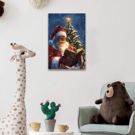 Warm Christmas Gift Santa Claus Canvas Painting Wall Art- the Ideal Choice for Decorating Holiday Living Rooms and RoomsColor: multi color, Size: 36*24 inch