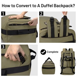 MIER 90L Water Resistant Backpack Duffle Heavy Duty Convertible Duffle Bag with Backpack Straps for Gym, Sports, Travel, Dark Green