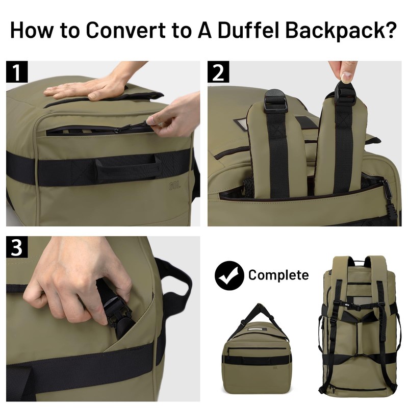 MIER 90L Water Resistant Backpack Duffle Heavy Duty Convertible Duffle