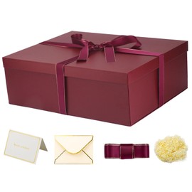 YINUOYOUJIA Large Gift Box 16.5x13x5.5 Inch,Black Boxes for Presents,Present Box,birthday box,Packaging box for Valentine's Day,Mother's Day,Christmas,Anniversarie. (Burgundy)