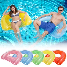 PuppyuWill Inflatable Pool Floats Adult, 5 Pack Minimalist Design Pool Chairs, 46"X36" Mood-Boosting Colors, Drifter,Chair,Hammock 3-in-1 Pool Toys for Pool Party, Lake, River, Sea, Outdoor
