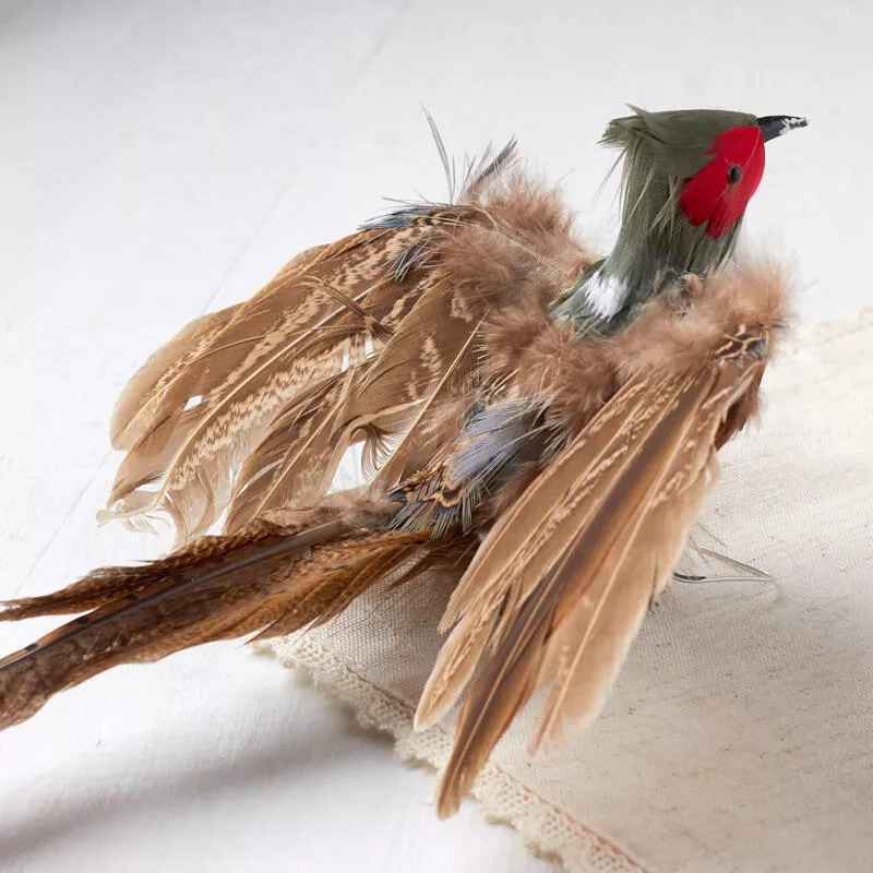 12" Flying Feathered Artificial Pheasant for Indoor Decor