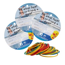Cruising Ducks Tag with Pre Cut Hole and Rubber Bands | 30 Pack | Carnival Rubber Cruising Duck Tag | Rubber Bands Included | 2.5" inch Circle Tags | #CruisingDucks