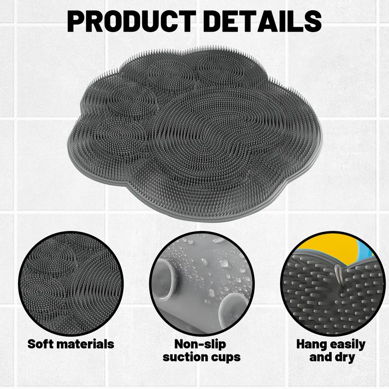 Shower Foot Scrubber Mat, Foot Massage Mat with Non-Slip Design,