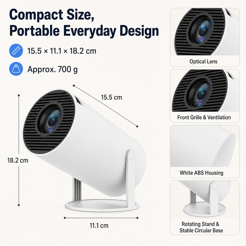 HY300 Pro+ Projector for Home Entertainment - 720P Android 14