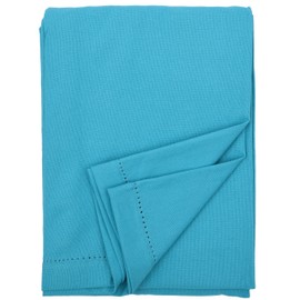 Ragged Rose Cotton Tablecloth for a 6-7 Ft Table - Versatile Table Cloth with Simple Embroidered Hem - Indoor & Outdoor Decor for Living Room, Kitchen, & Garden