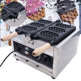 LIAPDG 1500W 3Pcs Honeycomb Waffle Mak, Commercial Electric Waffle Maker Pop Maker Iron Machine Baker Square Waffle Maker 50~300℃ with LED Light Indicates for Bakeries, Restaurants