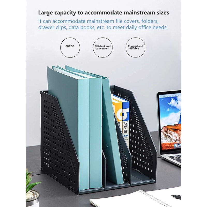 Sivelike A4 File Holder Folding Bookshelf,1 Year Warranty,3 Vertical Compartments
