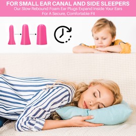 Quality Pink Foam Earplugs 100 Pair - 30dB for Small Ear Canal Side Sleepers - Soft Ear Plugs for Kids Women Children Sleeping Snoring Music Work - Noise Cancelling, Individually Wrapped & Disposable