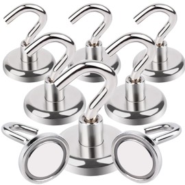 MIN CI Strong Magnetic Hooks 85lb, Strong Magnets Heavy Duty, Neodymium Magnet Hooks 32mm, Magnetic Hooks for Cruise Cabins, Fridge, Kitchen, Workplace 8 Pack