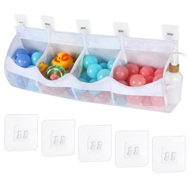 IONPSHG Bath Toy Organizer for Tub - 4 Compartment Horizontal Storage with Large Openings, Capacity Upgrade Bathtub Toy Holder for Easy Access & Sorting Toys