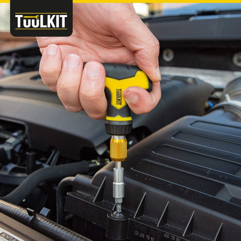 Tuulkit 18 Piece Ratchet T-Handle Screwdriver Set, Portable Tool Kit