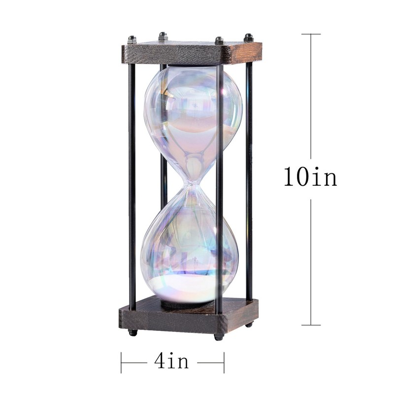 Rainbow Hourglass Timer 60 Minute, Wooden Frame Decorative Sand Timer