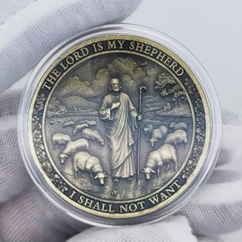 Psalm 23:4 Religious Challenge Coin - The Lord is My Shepherd Biblical Coins with Inspirational Scripture