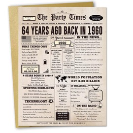 Londue 64th Birthday Card, Funny 64th Birthday Gifts for Women Men, Large Birthday Card Gifts for 64 Year Old Mom Dad Husband Wife. Retro 64th Bday Decorations Ideas