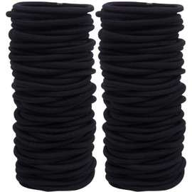 OUKUACC 120 PCS Black Elastics Hair Ties for Medium to Thick and Curly Hair,No Damage Hair Ponytail Holders,for Women or Girls(4mm)