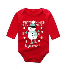 My First Christmas Bodysuit Outfit for Newborn Baby Boys Girls Long Sleeve Red One-Piece Romper Jumpsuit Clothes (Snowman, 6-9 Months)