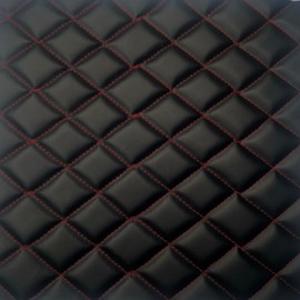 Fashion Fabrics LLC Diamond Quilted Foam Backed Faux Leather Vinyl Fabric - Sold by The Yard - 54" (Red | Black)
