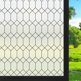 DKTIE Window Privacy Film Stained Glass Frosted Glass Window Clings Moroccan Lattice Decorative Bathroom Door Coverings UV Sun Blocking Heat Control, 593-UV7, 17.7 x 78.7 Inch