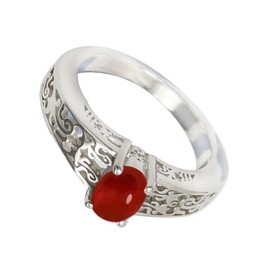 SILVERTROVE Cabochon Karneol-Edelstein-Bandring, Sterlingsilber, Bandring für Männer und Frauen, Bandring in allen Größen, Schmuck CRG1062BZ4_(50 (15.9))