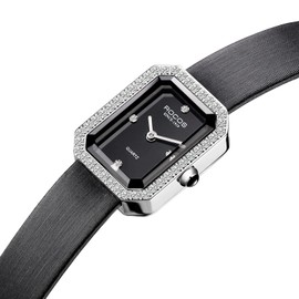 ROCOSJEWE Elegant Temperament Women's Watches Fashion Small Square Watch Radiant Gorgeous Quartz Watch Waterproof Women's Watches Calfskin 40 Zirconia Diamonds Ms. Gifts Holiday Gifts R0249