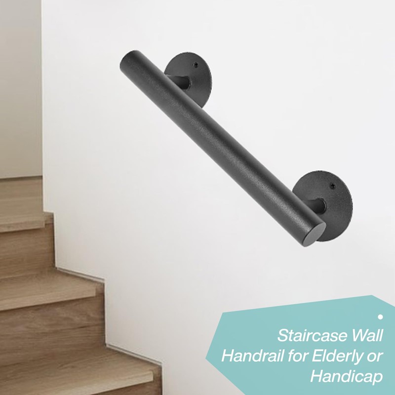 Purife 1 FT Black Matte Heavy Duty Stair Railing, Iron