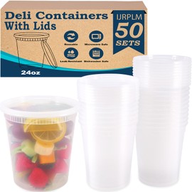 IJRPLM 50 Pack Deli Containers with Lids,24oz Plastic Deli Food Storage Containers, Leakproof Clear Takeout Container With Airtight Lids, BPA-Free, Microwave Dishwasher Freezer Safe,Heavy-Duty Quality